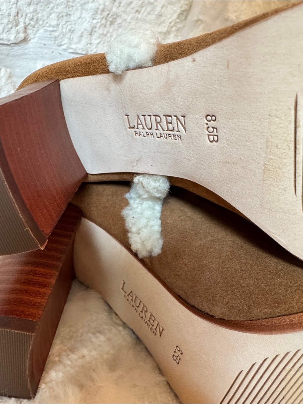 Lauren Ralph Lauren Chestnut Suede Tall Shearling-Trim Boots (Gorgeous) - Picture 8 of 11